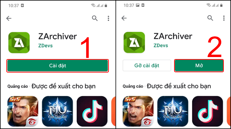 Cài đặt ứng dụng ZArchiver